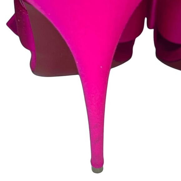 Christian Louboutin Matricia 100 Holly Pink Satin Sandal Heel Pump EU 37.5 - Picture 9 of 11
